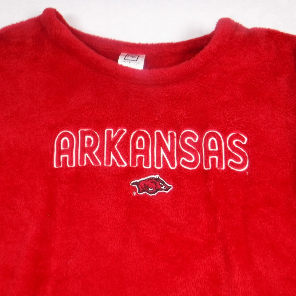 Proedge Arkansas Razorbacks Red Fuzzy Fleece Pullover Sweatshirt Womens XL 16/18